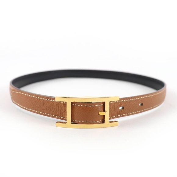 Hermes Vintage Gold Hardware Margiela Period H Buckle Reversible Leather Belt - Picture 1 of 11